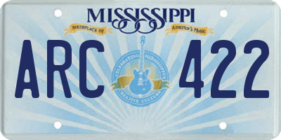 MS license plate ARC422