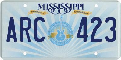 MS license plate ARC423