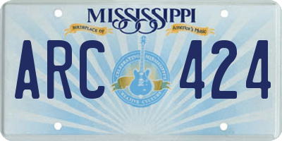 MS license plate ARC424