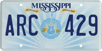 MS license plate ARC429