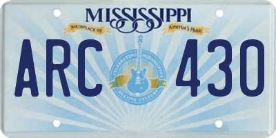 MS license plate ARC430