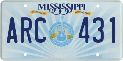 MS license plate ARC431