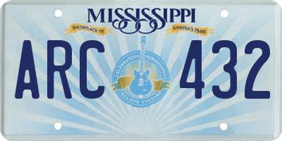 MS license plate ARC432