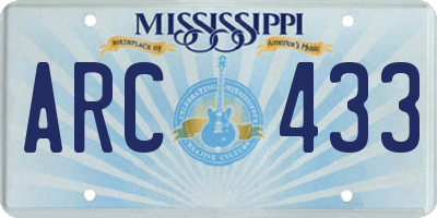 MS license plate ARC433
