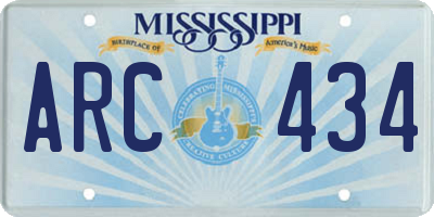 MS license plate ARC434