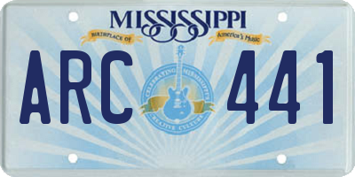 MS license plate ARC441