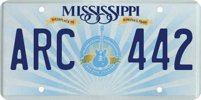 MS license plate ARC442