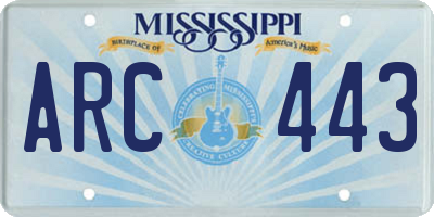 MS license plate ARC443