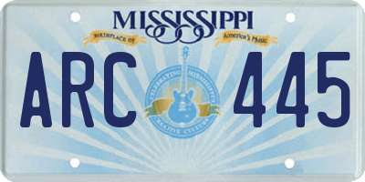 MS license plate ARC445