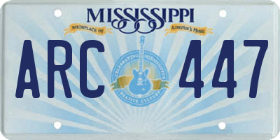 MS license plate ARC447