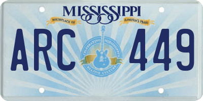 MS license plate ARC449