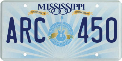 MS license plate ARC450