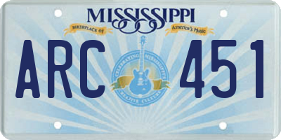 MS license plate ARC451