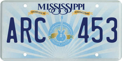 MS license plate ARC453