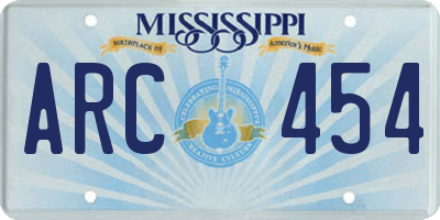 MS license plate ARC454