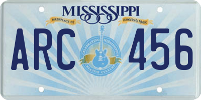MS license plate ARC456