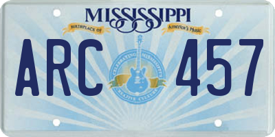 MS license plate ARC457
