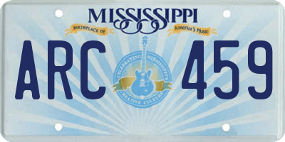 MS license plate ARC459