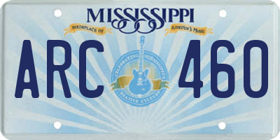 MS license plate ARC460