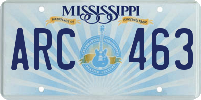 MS license plate ARC463