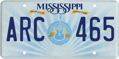 MS license plate ARC465