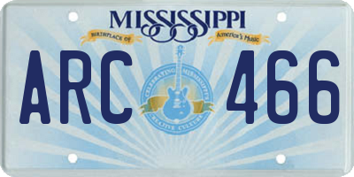 MS license plate ARC466
