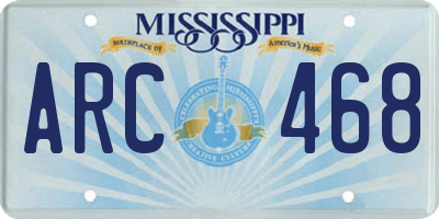 MS license plate ARC468