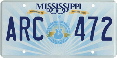MS license plate ARC472