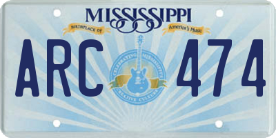 MS license plate ARC474