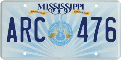 MS license plate ARC476
