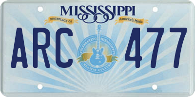 MS license plate ARC477