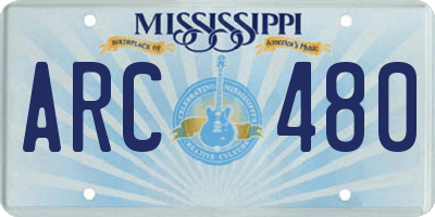 MS license plate ARC480