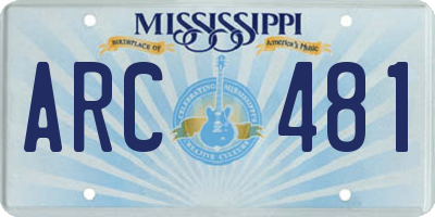 MS license plate ARC481