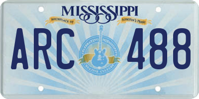 MS license plate ARC488