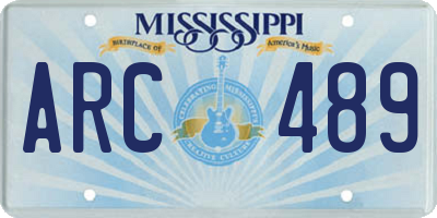 MS license plate ARC489