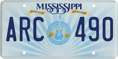 MS license plate ARC490