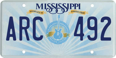 MS license plate ARC492