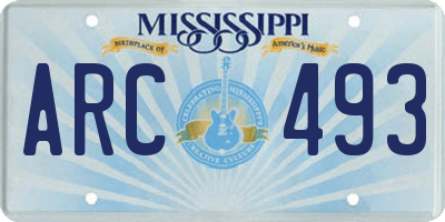 MS license plate ARC493