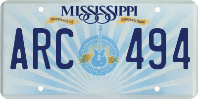 MS license plate ARC494