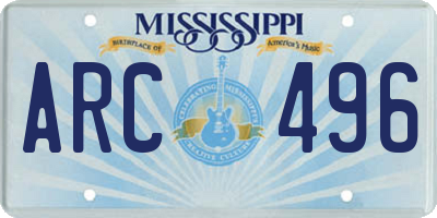 MS license plate ARC496