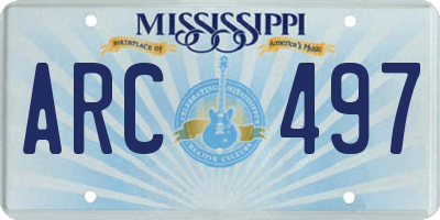 MS license plate ARC497