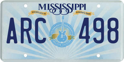 MS license plate ARC498