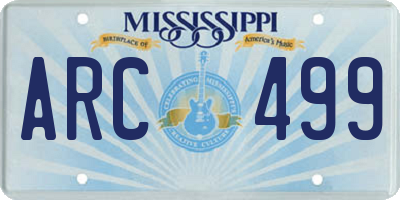 MS license plate ARC499