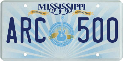MS license plate ARC500