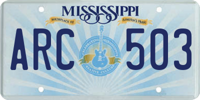 MS license plate ARC503
