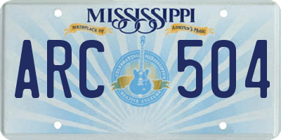 MS license plate ARC504
