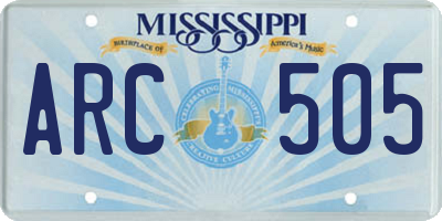 MS license plate ARC505