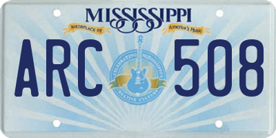 MS license plate ARC508