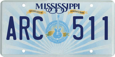 MS license plate ARC511