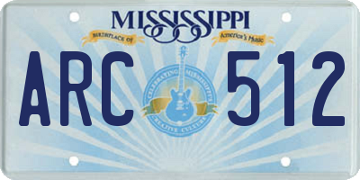 MS license plate ARC512